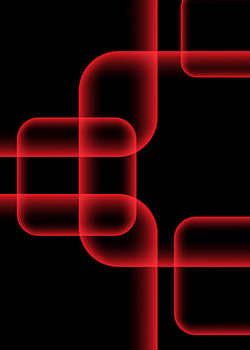 Abstraktes, rotes, abgerundetes geometrisches Linienmuster auf dunklem Hintergrund