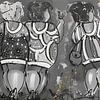 Dikke Dames Wijnen | Goud Zwart/Wit van Vrolijk Schilderij