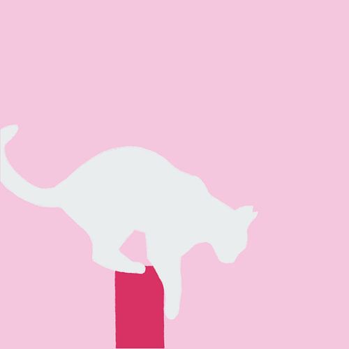 Kat, silhouet minimalistische illustratie roze