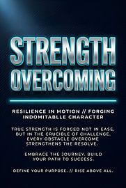 Strength Overcoming Motivational Poster with Neon Chrome Typography by Faheem Beigh