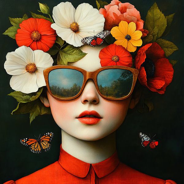 Flowers Woman | Flowers Reflection by Eye catching paintings