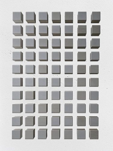 Geometrische Zusammenfassung von Holzblöcken auf Beton - grau