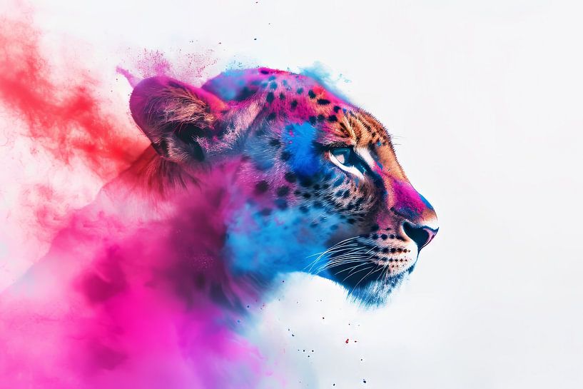 Fluid Grace - Abstract Leopard portrait - leopard by Eva Lee