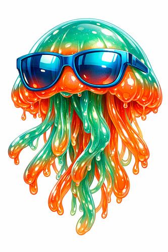 Jelly-Core Sunset Jellyfish With Cool Blue Sunglasses
