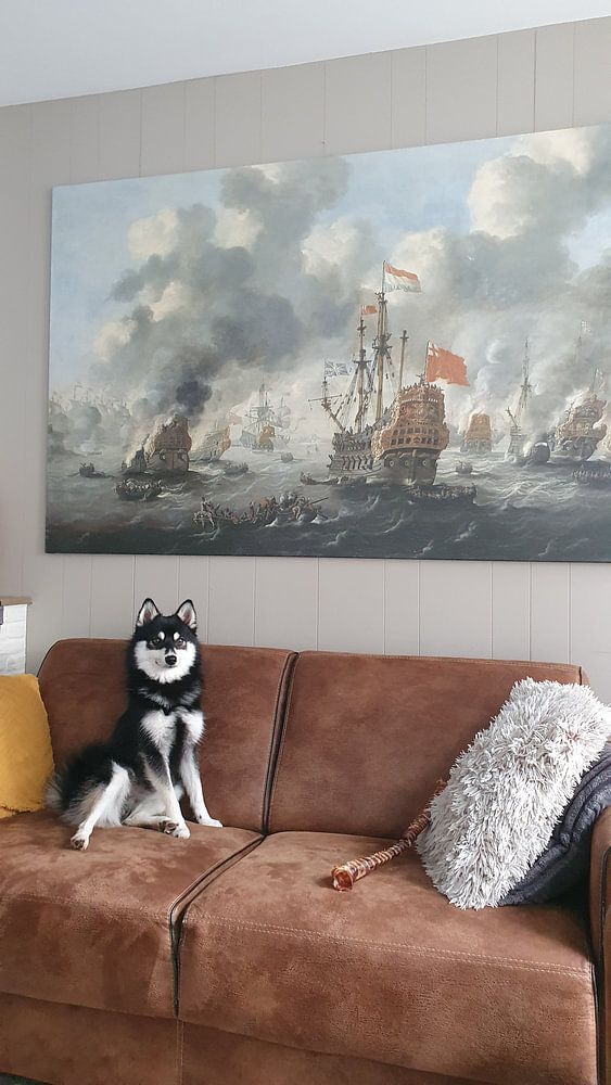 Peinture de la bataille navale du VOC : l'incendie de la flotte anglaise au large de Chatham, 20 jui 