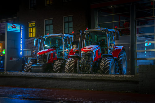 Tractors in the night light