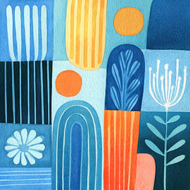 Blauw en oranje