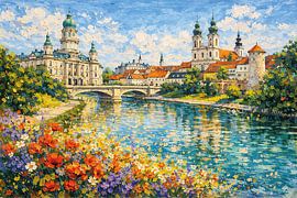 Budapest in Ungarn, ein impressionistisches Gemälde. von Galerie Hoppenbrouwers