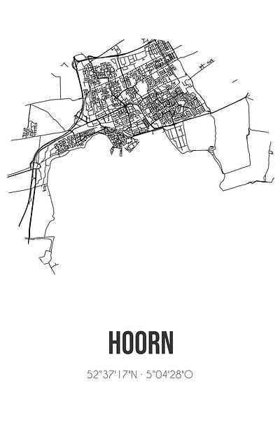Hoorn (Noord-Holland) | Map | Black and white by MyCityPoster