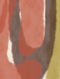 Red meets green. Abstract painting in soft colors by Dina Dankers