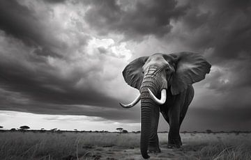 Elegantie in zwart-wit, olifant van fernlichtsicht