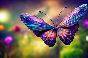 bunter Schmetterling auf einer Blume, Illustration
