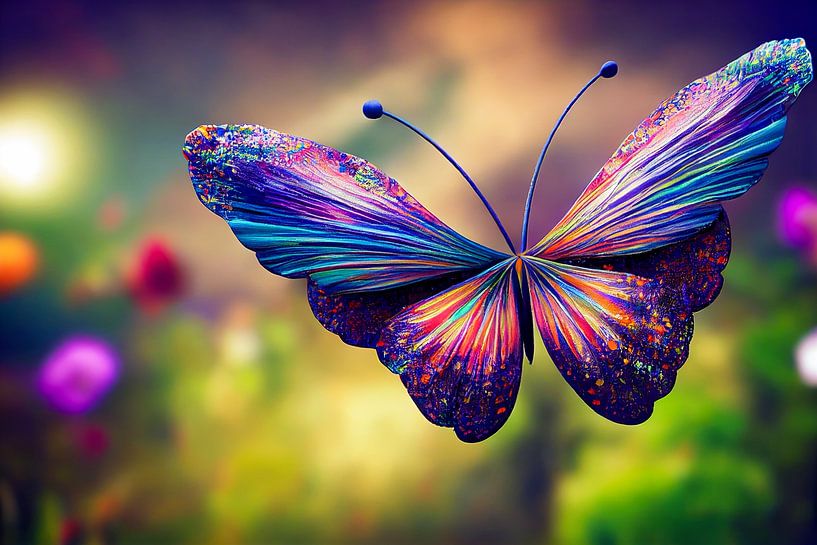 kleurrijke vlinder op een bloem, illustratie van Animaflora PicsStock