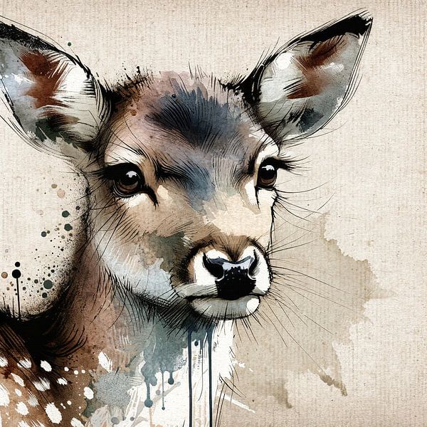 Aquarel hert van Chromatic Fusion Studio