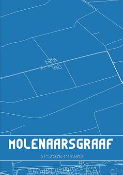 Blauwdruk | Landkaart | Molenaarsgraaf (Zuid-Holland) van MijnStadsPoster