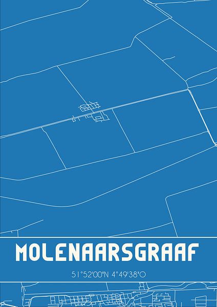 Blueprint | Carte | Molenaarsgraaf (Hollande méridionale) par Affiches de lieux