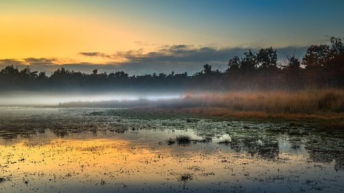 Mistige zonsondergang in de Klotterpeel