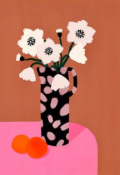 Bloemen op de roze tafel van Gapran Art