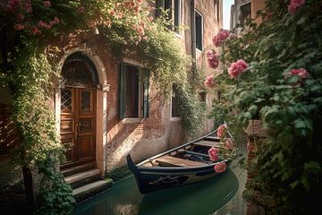 Venedig - Gondel in einer venezianischen Gasse von Joriali