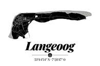 Langeoog | Landkarten-Design | Insel Silhouette | Schwarz-Weiß von ViaMapia Miniaturansicht