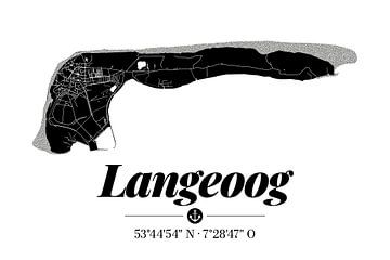 Langeoog | Minimalist Island Map Design | Black & White by ViaMapia