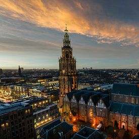 Martinikirche Groningen vom Froum aus bei Sonnenuntergang von R Smallenbroek