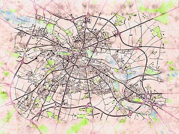 Kaart van Amiens in de stijl 'Soothing Spring' van Maporia