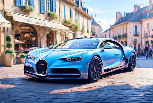 Een Bugatti in een Frans dorp