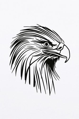 Dessin au trait en noir et blanc d'un aigle