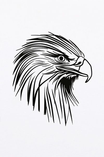 Black-and-white line drawing of an eagle by Art & Soul Creations