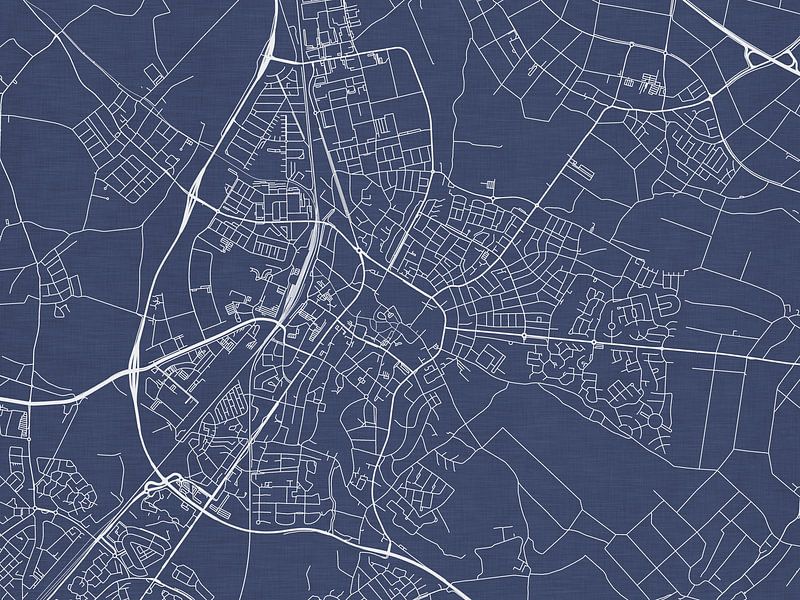 Map of Sittard in Royal Blue by De Kaartenwinkel