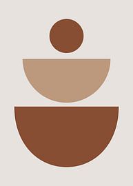 Illustration abstraite minimaliste et plate représentant des demi-cercles géométriques empilés et un cercle, dans un style bohème. sur Adam Khabibi