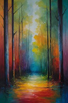 Œuvre d'art de l'avenue de la forêt aux couleurs enchanteresses sur De Muurdecoratie