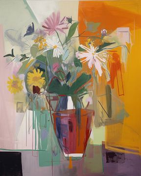 Vase coloré avec des fleurs sur Studio Allee