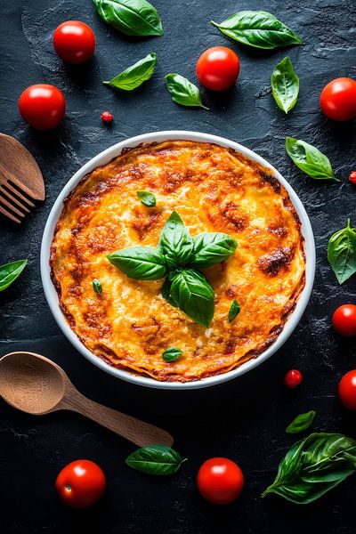 Mediterrane Quiche mit frischem Basilikum von Poster Art Shop