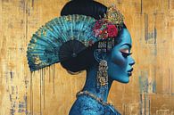 Luxe Portret | Blauw Goud van Blikvanger Schilderijen thumbnail