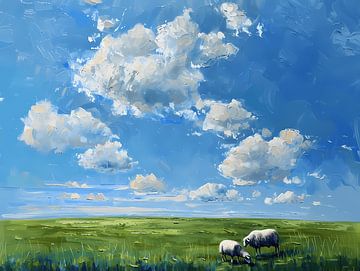 Schapen grazen in een veld van Littlewhitecat