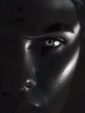 Schwarz-Weiß-Porträt einer Frau von PixelPrestige