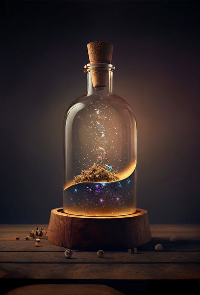 Magische boodschap in een fles van drdigitaldesign