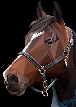 Handsome Brown Horse Close Up Low Poly Abstract von Yoga Art 15