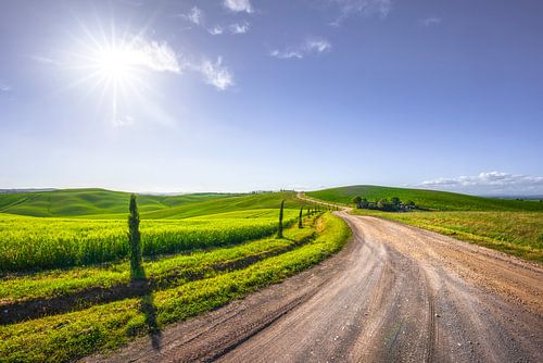 Route van de Via Francigena in Monteroni d'Arbia. Toscane