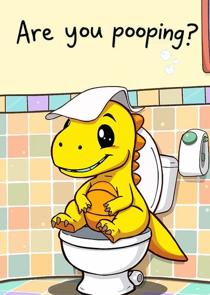 Cute Yellow Dinosaur Funny Meme "Are You Pooping" by MIROKKU
