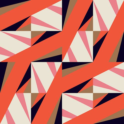 Géométrie rétro avec triangles dans le style Bauhaus en noir, brun, orang