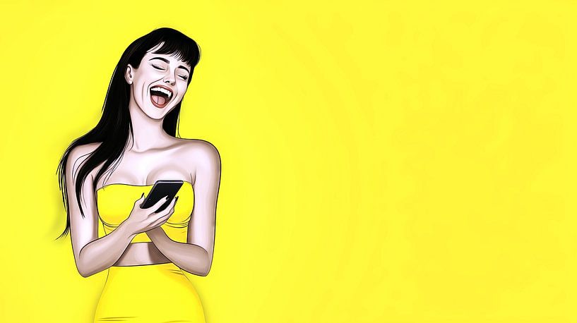 Junge Frau lacht hysterisch von Frank Heinz