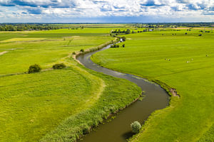 Luftaufnahme des Poldergebiets Hattem Hoenwaard während eines wunderschönen Frühlings