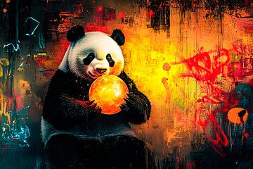 Panda met gloeiende maan van Imperial Art House