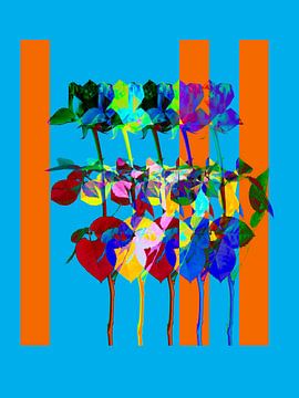 Roses abstraites colorées sur Irma Marneth