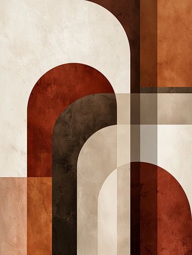 Arcs géométriques – œuvre d'art mural abstraite en terre cuite