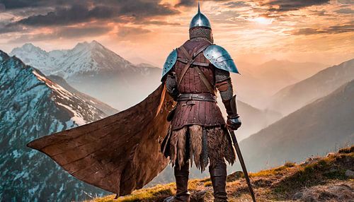 Vikingkrijger in het landschap