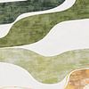 In de stroom van kalme, moderne abstractie in groen en goud van Mad Dog Art